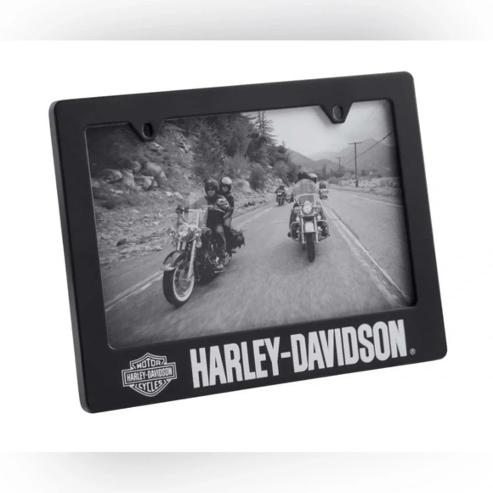 Harley-Davidson License Plate 4 x 6 Black Photo Frame‎ Laser-Etched NEW